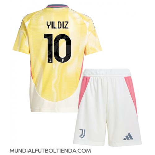 Camiseta Juventus Kenan Yildiz #10 Segunda Equipación Replica 2024-25 para niños mangas cortas (+ Pantalones cortos)